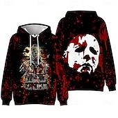 tanie Bluzy-Halloween Michael Myers Bluza z Kapturem Nadruk Graficzny Na Dla par Męskie Damskie Dla dorosłych Halloween Karnawał Bal maskowy Druk 3D Codzienne