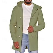 billiga Trenchcoat för män-Herr Peacoat Trenchcoat Dagligen Semester Höst vinter 50% bomull Håller värmen Ytterkläder Kläder Mode Klassisk Slät Ficka Huva Dubbelknäppt