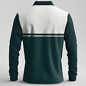 preiswerte Bedrucktes Poloshirt für Herren-Herren Gestreift Waffel-Poloshirts Golfshirt Langarm Polo-Shirts Hemden mit Kragen Lässig Urlaubskleidung Party-Outfits Knöpfe 3D-Druck Frühling Herbst Winter Tintenblau