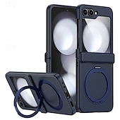 cheap Samsung Cases-Phone Case For Samsung Galaxy Z Flip 6 Z Flip 5 Z Flip 4 Z Flip 3 Back Cover with Stand Holder Magnetic Support Wireless Charging Retro TPU PC