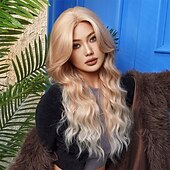 voordelige Synthetische trendy pruiken-Synthetische pruiken Uniformen carrière Kostuums Prinses Gekruld Golvend Middelste stuk Gelaagd kapsel Machinegemaakt Pruik 66.0 cm Goudroze Synthetisch haar Dames Cosplay Feest Modieus Roze