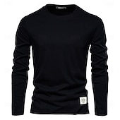 preiswerte Basic-T-Shirts-Männlich Langarm Runden Frühling &amp; Herbst Einfarbig Lässig Alltagstauglich Dunkelgrau Weiß Schwarz Top T-Shirt für Herren