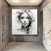 preiswerte Gemälde mit Menschen-handgemachte abstrakte Spachtel Gesichtsmalerei Wandkunst handgemachte strukturierte Gesicht von Mädchen Malerei handgemalte figurative Ölgemälde Wandkunst Gesicht Ölgemälde Wand dekorative Malerei
