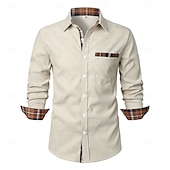 economico Camicie da uomo-Per uomo Camicia Camicia di velluto a coste Sovracamicia A quadri Esterno Strada Nero Blu marino Marrone Verde Manica lunga Colletto Inverno Primavera &amp; Autunno Abbigliamento