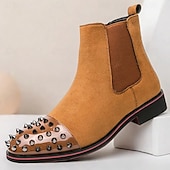 levne Boty Chelsea-pánské chelsea boty z umělého semiše s cvočky s elastickými bočními panely - trendy nazouváky pro módní outfity