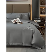 economico Collezione d&#039;elite-Set copripiumino da 4 pezzi, 100% cotone biologico, tessuto morbido e traspirante, include copripiumino e federe per un sonno confortevole.