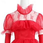 baratos Trajes Femininos-Suco de besouro filme de terror Noiva Fantasma Lydia Deetz Vestidos Peça para Cabeça Adulto Mulheres Traje Cosplay Festa / Noite Baile de Máscaras Fantasia de Carnaval Fácil