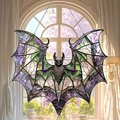 cheap Wall Accents-Acrylic Bat Catcher Stained Glass Style Window Hanging Decoration Versatile Halloween Decoration