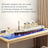 cheap Building Toys-Titanic Mini Building Blocks - DIY Assembled Boat Model with Difficult Building Blocks, Cruise Ornaments, Educational Handmade Model Toy for Easter, Christmas, Halloween Gift