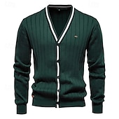 economico Felpe e Sweatshirt Elite da Uomo-Per uomo Cardigan Maglione Maglione corto Maglione lavorato a maglia A coste Maglia Standard Collage Bottone giù Color Block A V Di tendenza Classico Da tutti i giorni Appuntamento Abbigliamento