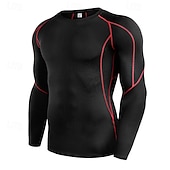 economico T-shirt e Canottiere da Corsa-Per uomo Maglia a compressione Maglia atletica Maglietta da Palestra Maglietta Fitness Manica Lunga Maglietta Casuale Athleisure Autunno Blocco di colori Asciugatura Rapida Morbido Traspirante