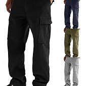 お買い得  スウェットパンツ-男性用 スウェットパンツ コーデュロイパンツ ズボン カーゴスウェットパンツ ポケット ドローストリング 弾性ウエスト 平織り 履き心地よい スポーツ・アウトドア 日常 ファッション カジュアル アーミーグリーン ブラック マイクロエラスティック