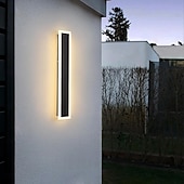 cheap Outdoor Wall Lights-Long Outdoor Waterproof Modern LED Acrylic Wall Lamp 15.7-70inch Color Light Optional IP65 LED Wall Mounted Lighting Fixture Rectangular Black Wall Lamp Elegant Frosted Acrylic Rust Proof AC85-265V