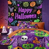 economico Set copripiumino-set copripiumino collezione halloween set 3 pezzi jack o lantern zucca super morbido delicato sulla pelle di lunga durata