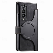お買い得  サムスン用ケース-電話 ケース 用途 Zフォールド6 Z Fold 5 Z Fold 4 Z Fold 3 バックカバー スタンド付き 磁石バックル カード挿入口 レトロ風 PUレザー