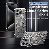cheap iPhone Cases-Phone Case For iPhone 16 iPhone 16 Pro iPhone 16 Pro Max iPhone 15 iPhone 15 Pro Max iPhone 14 Pro Max iPhone 13 Pro Max Back Cover with Stand Holder Shockproof Retro Aluminum Alloy