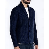 preiswerte Herren Strickjacke-Herren Strickjacke Strickpullover Gerippt Stricken Standard Knopf hoch Feste Farbe Kargen Modisch Klassisch Freizeitskleidung Verabredung Bekleidung Herbst Winter Schwarz Weiß S M L