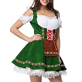 abordables Femmes-grande taille costume d'oktoberfest robe de bière dirndl trachtenkleider tenues de femme de chambre allemand munich wiesn femmes style traditionnel chemise en tissu tablier