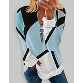 billiga Randiga och geometriska toppar-dam plus size dragkedja sweatshirt sweatshirt grafiskt block dagligt sporttryck kvartsdragkedja aktiv streetwear halv dragkedja lång ärm utan foder bekvämt ventilerande mjukt tyg