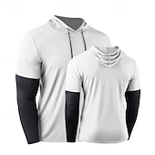 baratos Camisetas e Regatas de Corrida-Homens Camisetas Compressão Camisa Atlético camisa de ginástica Camisa Fitness 2 em 1 Manga Longa Moletom Casual Roupa Esportiva Outono Respirável Secagem Rápida Macio Treino de Ginástica Corrida