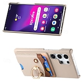 cheap Samsung Cases-Phone Case For Samsung Galaxy S24 S23 S22 S21 Ultra Plus A55 A35 A25 A15 5G A55 5G A14 A34 A54 S20 Plus S20 Ultra A53 A33 A23 A13 A33 Back Cover Ring Holder Card Slot Shockproof Retro PC PU Leather