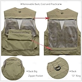 お買い得  メンズグラフィックジャケット＆コート-男性用 ベスト チョッキ ジレ フィッシングベスト ハイキング ベスト スポーツ・アウトドア フィッシング 写真撮影 キャンピング＆ハイキング カジュアル 秋 冬 メッシュ サイドポケット 速乾性 二重構造 ポリエステル ミリタリー 実践的 取り外し可能 グラフィック イーグル ノーカラー レギュラー カーキ色 アーミーグリーン ベスト