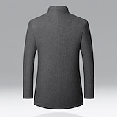 billiga Trenchcoat för män-Herr Vinterkappa Yllekappa Trenchcoat Dagligen Semester Höst vinter Polyester Håller värmen Ytterkläder Kläder Mode Klassisk Slät Ficka Hög krage Enkelknäppt