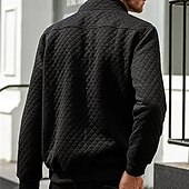 abordables Sudaderas Básicas_-Hombre Sudadera Negro Blanco Verde Oscuro Gris Claro Gris Oscuro Cuello Mao Bloque de color Jacquard Retazos Bolsillo Estriado Deporte Diario Festivos Poliéster Texturizado Ropa de calle Básico Casual