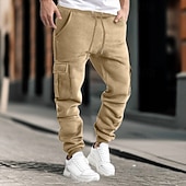 baratos Calças Desportivas-Homens Calças Cargo Calças Calça de moletom cargo Cintura elástica Bolso multi Punho com Elástico Tecido Vestível Ao ar livre Diário Acampar e Caminhar Moda Clássico Preto Amarelo