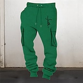 abordables Pantalones de deporte-Hombre Pantalones de Deporte Persona que practica jogging Pantalones Pantalones deportivos tipo cargo Cintura elástica Multi bolsillo Puño elástico Estampados Cruz Listo para vestir Exterior Diario