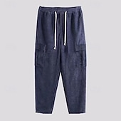 お買い得  スウェットパンツ-男性用 スウェットパンツ コーデュロイパンツ ズボン カーゴスウェットパンツ ポケット ドローストリング 弾性ウエスト 平織り 履き心地よい スポーツ・アウトドア 日常 ファッション カジュアル アーミーグリーン ブラック マイクロエラスティック