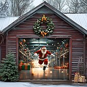 tanie Osłony drzwi garażowych na Boże Narodzenie-Boże Narodzenie na zewnątrz garaż drzwi pokrywa xmas baner święty mikołaj centrum handlowe duże tło świąteczne dekoracja na święta zewnętrzne garaż drzwi dekoracje ścienne domu