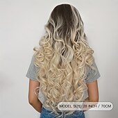 baratos Perucas Sintéticas sem Touca-peruca sintética ombre onda profunda elegante para mulheres toque natural durável confortável rosa rede cap transforme seu visual instantaneamente