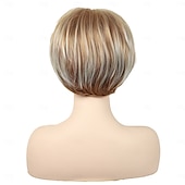 baratos peruca mais velha-peruca curta loira pixie para mulheres peruca sintética natural em camadas com franja peruca cosplay de substituição resistente ao calor