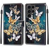 Недорогие Чехлы для Samsung-телефон Кейс для Назначение S24 Ultra S24 Plus S24 А55 А35 А25 А15 5Г S25 Ультра Кейс на заднюю панель со стендом с ремешком на запястье Разъем для карты Ретро ТПУ Кожа PU