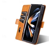 baratos Capa Samsung-telefone Capinha Para Dobra Z 7 Dobra Z 6 Z Fold 5 Z Fold 4 Z Fold 3 Capa traseira Com Suporte Magnética Slot para cartão Retro Couro PU