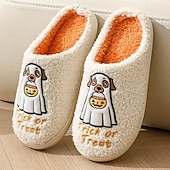 economico Pantofole da casa-pantofole per cani con zucca dei cartoni animati di Halloween più pantofole in cotone antiscivolo spesso di velluto per interni&amp;amp;calzature comode per coppie all&#039;aperto