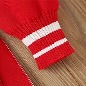 levne Neformální šaty-Girls &#039; 3D Proužky Šaty Dlouhý rukáv Podzim Zima Dovolená Denní Krásná Sladký Malé děti (4-7ys) 4-7 let Svetrové šaty Volnočasové šaty Áčkové šaty Délka ke kolenům Běžný