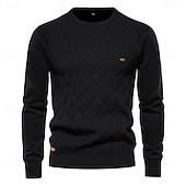 preiswerte Herrenpullover-Argyle Basic Herrenpullover einfarbig Oansatz Langarm Strickpullover Herren Wintermode neue warme Pullover für Männer