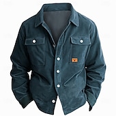 abordables chaqueta de camisa de los hombres-Hombre Color sólido Chaqueta tipo camisa Sobrecamisa Manga Larga Vintage Tribal Uso Diario Otoño invierno Camisas con cuello Abotonar Impresión 3D 2 bolsillos 1 PC Verde Ejército Azul Marino Marrón