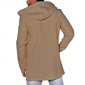 billiga Trenchcoat för män-Herr Peacoat Trenchcoat Dagligen Semester Höst vinter 50% bomull Håller värmen Ytterkläder Kläder Mode Klassisk Slät Ficka Huva Dubbelknäppt