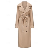 cheap Men&#039;s Trench Coat-Men&#039;s Transition Jacket Trench Coat Going out All Seasons Polyester Windproof Outerwear Clothing Apparel Classic Plain Pocket Lapel Double Breasted