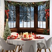 olcso karácsonyi gobelin lóg-karácsonyi díszek függő gobelin ablak kilátás fal művészet karácsonyi nagy kárpit falfestmény dekoráció fénykép háttér takaró függöny otthon hálószoba nappali dekoráció