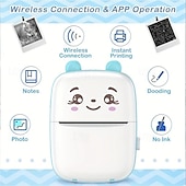 お買い得  Acessórios para festa-iPhone および Android 用ミニ プリンター、ワイヤレス ミニ フォト プリンター ラベル プリンター、ラベル、ジャーナル、学習ノート、クリスマス、ハロウィーン、感謝祭のギフトを印刷するためのポータブル BT ミニ サーマル プリンター