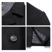 preiswerte Herren-Blazer &amp; -Anzüge-Herren Wintermantel Wollmantel Mantel Outdoor Freizeitskleidung Herbst Winter Polyester warm Oberbekleidung Bekleidung Modisch Strassenmode Glatt Tasche Kargen Doppelreihiger Verschluss