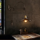cheap Indoor Wall Lights-Vintage Retro Wall Light Indoor Wall Sconce Adjustable Industrial Style Black Metallic Lamp with Pulley Design 110-240V