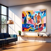 preiswerte Gemälde mit Menschen-handgemachtes farbenfrohes modernes Ölgemälde auf Leinwand, großes handgemaltes abstraktes strukturiertes Personengemälde, Wandkunst, zeitgenössisches minimalistisches Kunstwerk, Wandgemälde für