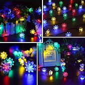 billige Solstrengelys-solar lotus blomsterstrenglys – 20/30/50 led dobbeltlags kronbladlys, 8 moduser, vanntette dekorative lys for utendørs hage, hage, juletre og fest fargerik/varm hvit
