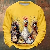 baratos Moletons 3D masculinos-Halloween Homens Galinha camisolas Moletom Manga Longa Moletom Gola Redonda Engraçado impressao 3D Festa dia das Bruxas Feriado Crewneck Inverno Primavera &amp; Outono