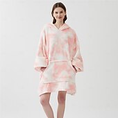 cheap Wearable Blanket-Wearable Blanket Hoodie for Women Men Kids, Oversized Hooded Blanket, Super Warm Soft Sherpa Blanket Sweatshirt, Peach Tie-Dye